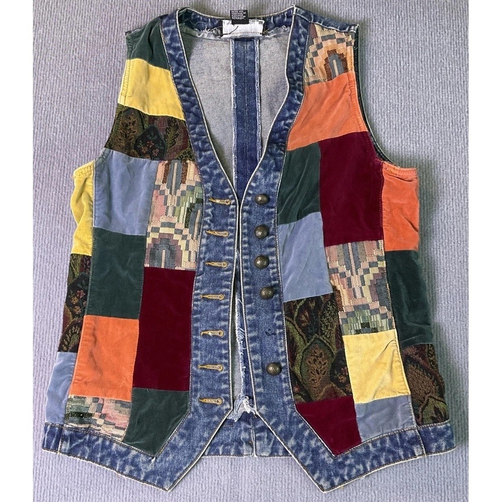 NY Line Vintage Patchwork Jean Vest Women's Size Medium